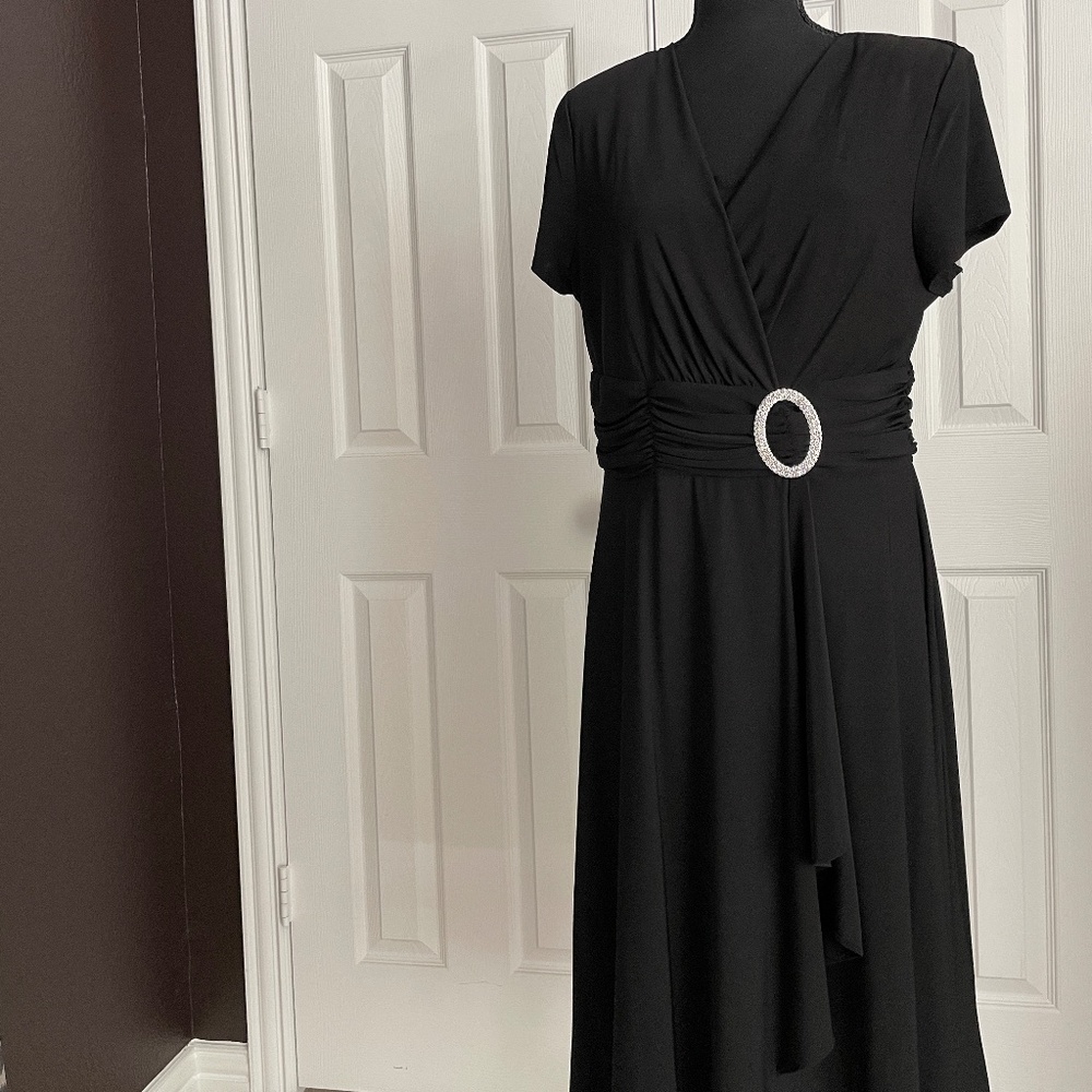 Black Formal Dress with front diamanté buckle detail